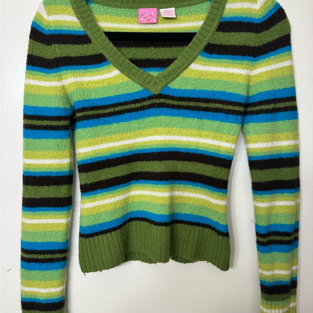 Colorful Striped V-Neck Sweater